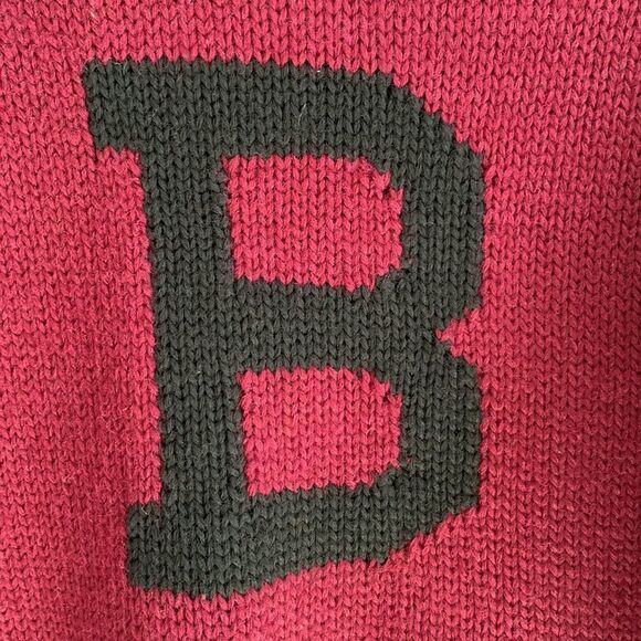 Recknit rare letterman vintage 100% burgundy wool heavy duty sweater, size XL - Picture 2 of 11